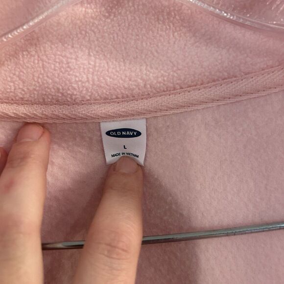 Old Navy Womens Pullover Quarter Zip Large Pink Pockets Thumb Hole Loose Fit - Picture 2 of 15